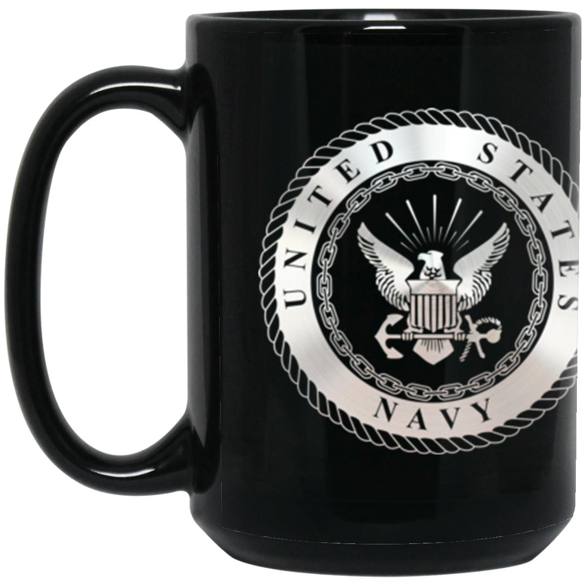 US Navy Musician Navy MU Metallic Silver Effect 11oz - 15oz Black Mug