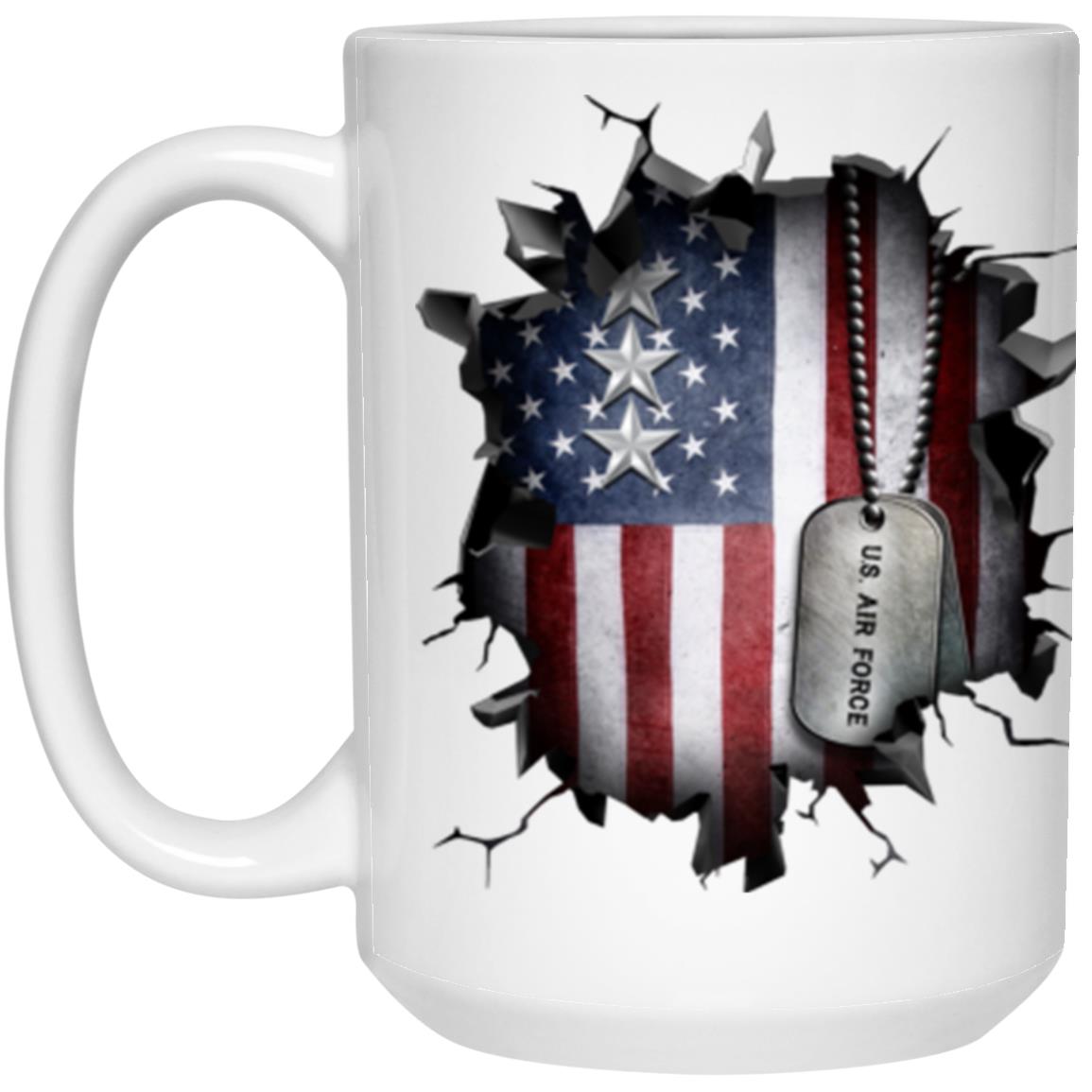 US Air Force O-9 Lieutenant General Lt Ge O9 General Officer Ranks 3D Break Effect Coffee Mug 11oz - 15oz White Mug