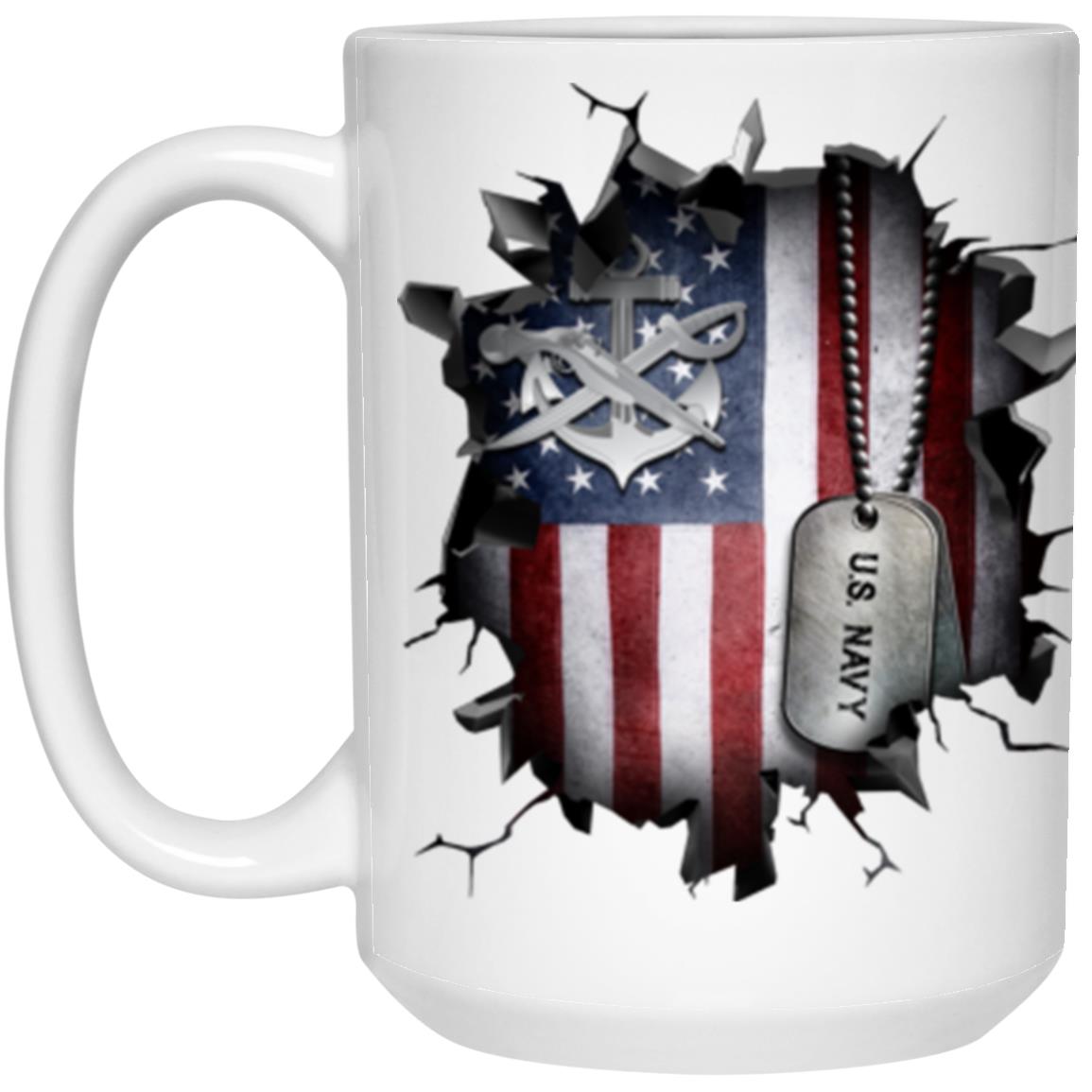 US Navy Special Warfare Boat Operator Navy SB 3D Break Effect 11oz - 15oz White Mug