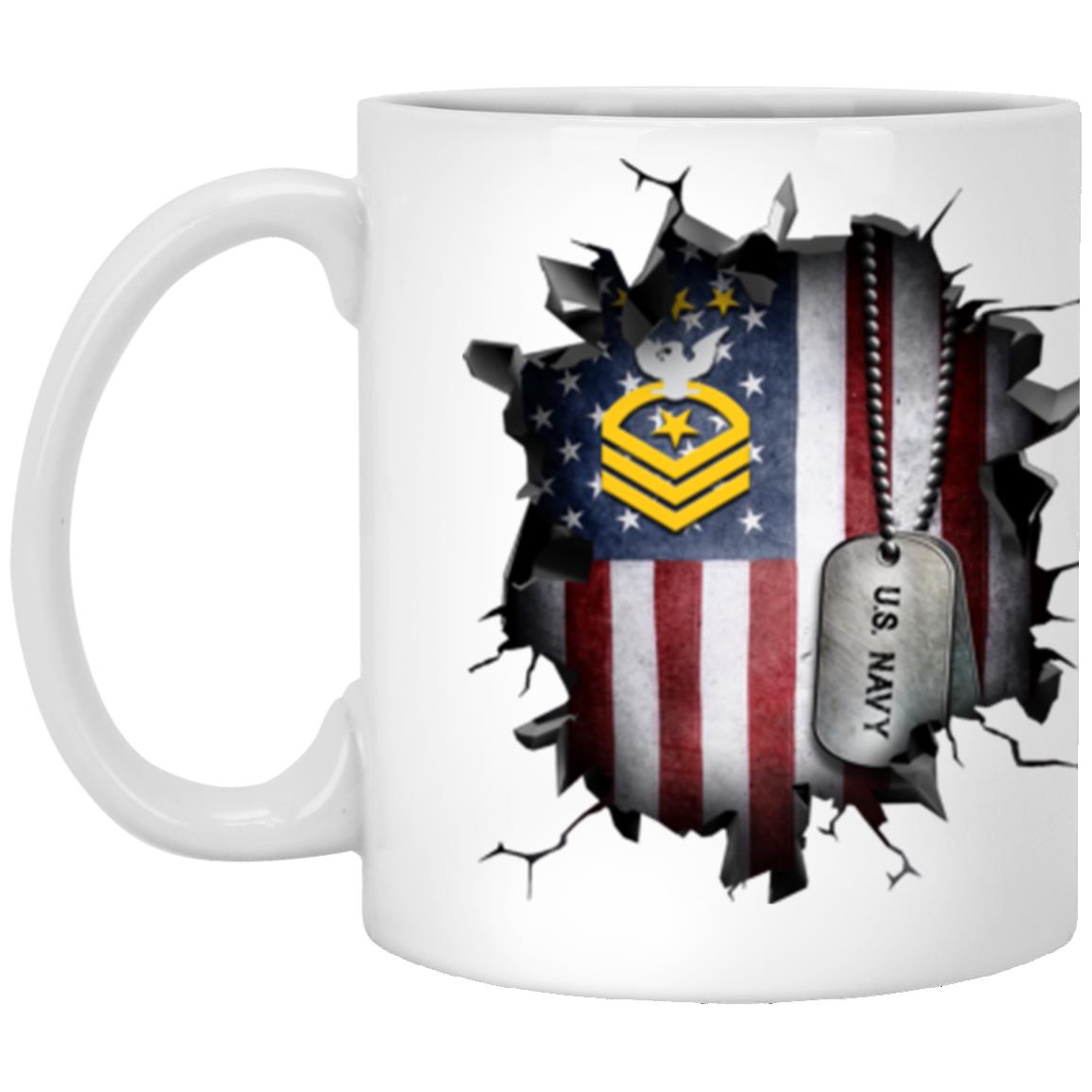 US Navy E-9 Master Chief Petty Officer Of The Navy E9 MCPON Collar Device 3D Break Effect Coffee Mug 11oz - 15oz White Mug