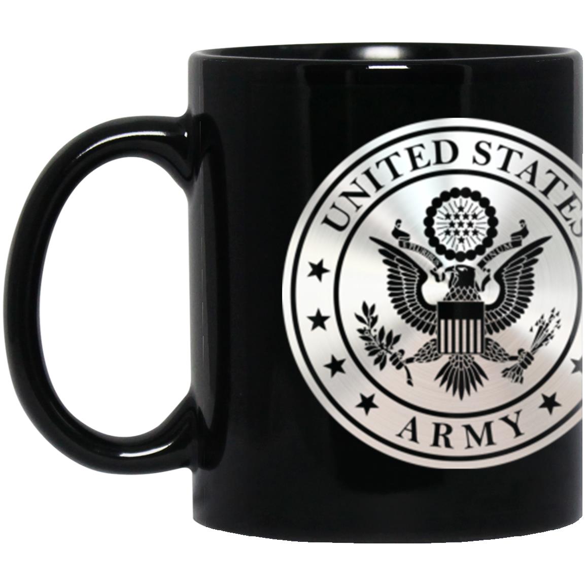 US Army Combat Infantryman Second Award Badge Metallic Silver Effect 11oz - 15oz Black Mug