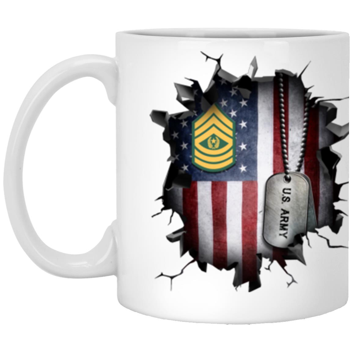 US Army E-9 Command Sergeant Major E9 CSM Noncommissioned Officer Ranks 3D Break Effect 11oz - 15oz White Mug