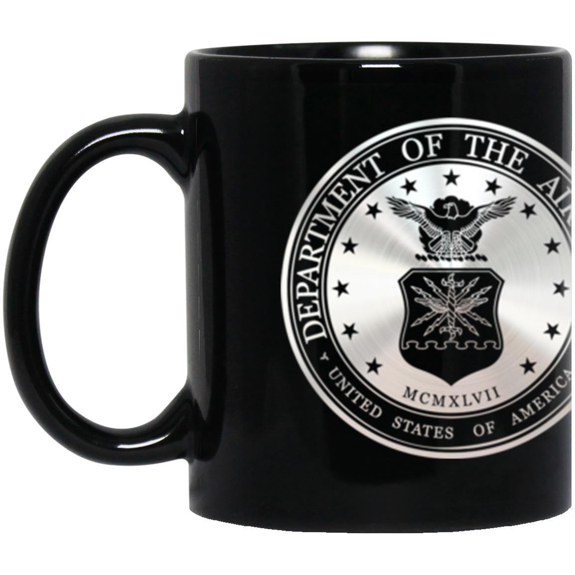 US Air Force O-2 First Lieutenant 1st Lt Metallic Silver Effect 11oz - 15oz Black Mug