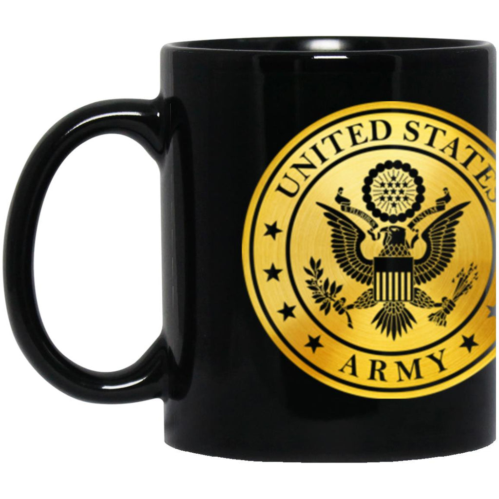 US Army Cavalry Metallic Gold Effect 11oz - 15oz Black Mug