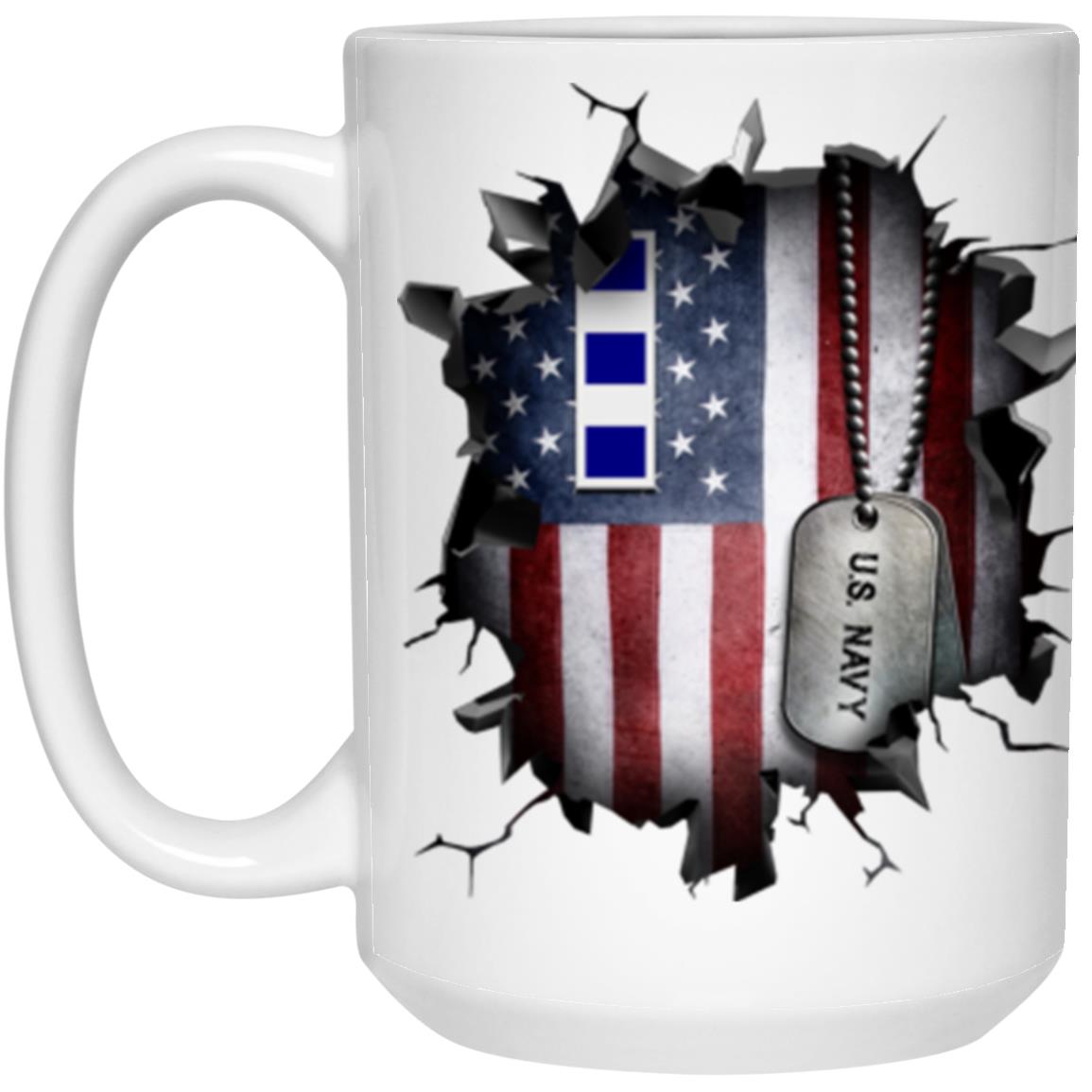 US Navy W-4 Chief Warrant Officer 4 W4 CW4 Warrant Officer 3D Break Effect Coffee Mug 11oz - 15oz White Mug