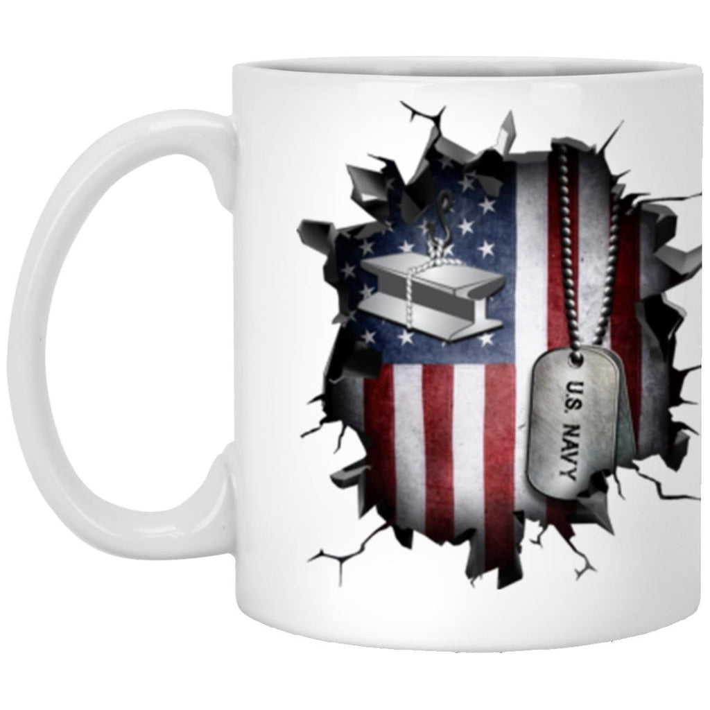 US Navy Steelworker Navy SW 3D Break Effect 11oz - 15oz White Mug