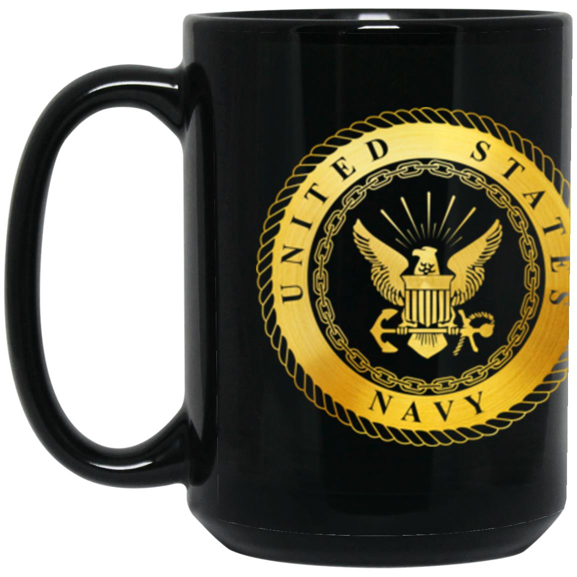 US Navy E-5 Red Stripe Metallic Gold Effect 11oz - 15oz Black Mug