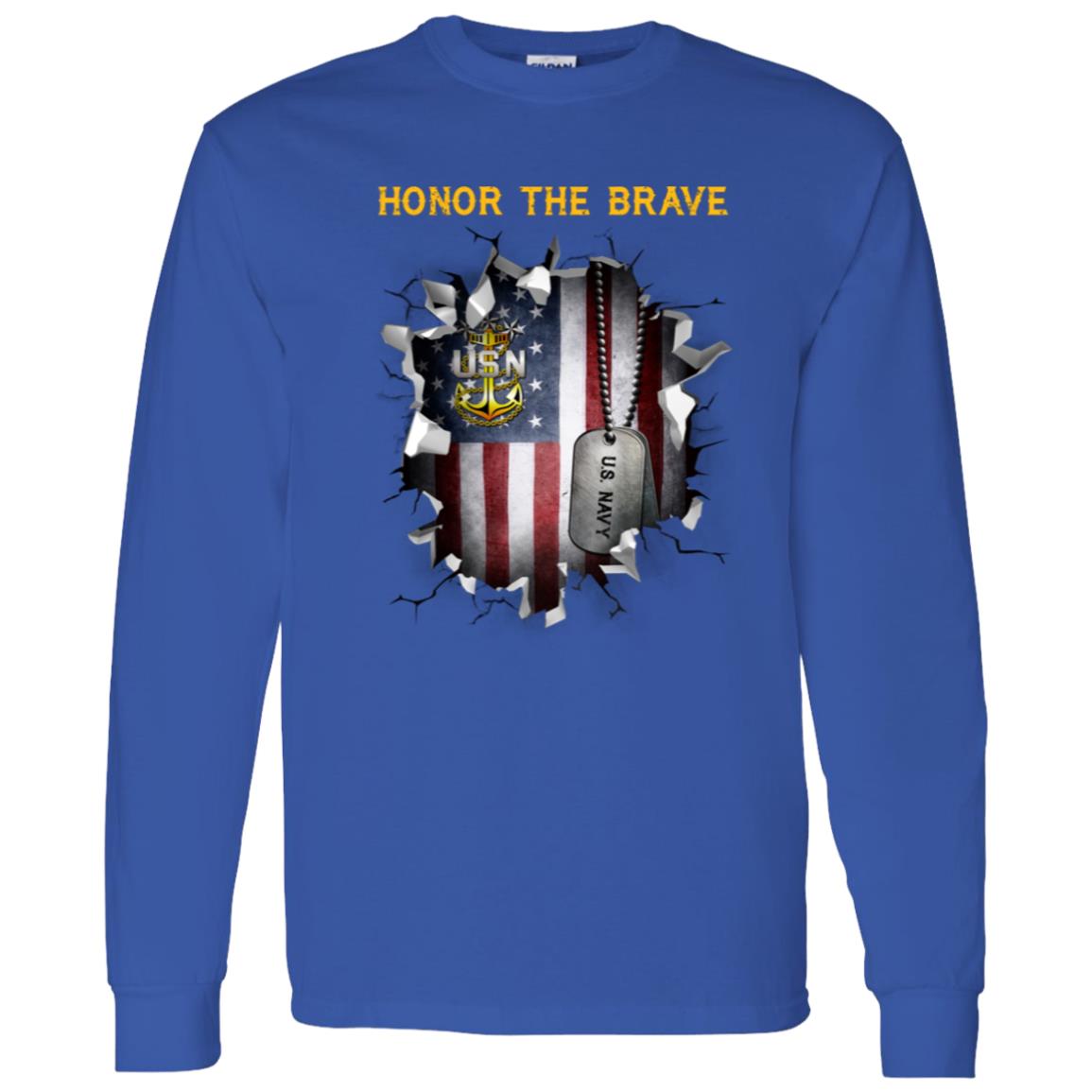 US Navy E-9 Master Chief Petty Officer Of The Navy E9 MCPON Senior Enlisted Advisor Collar Device - Honor The Brave Front Shirt