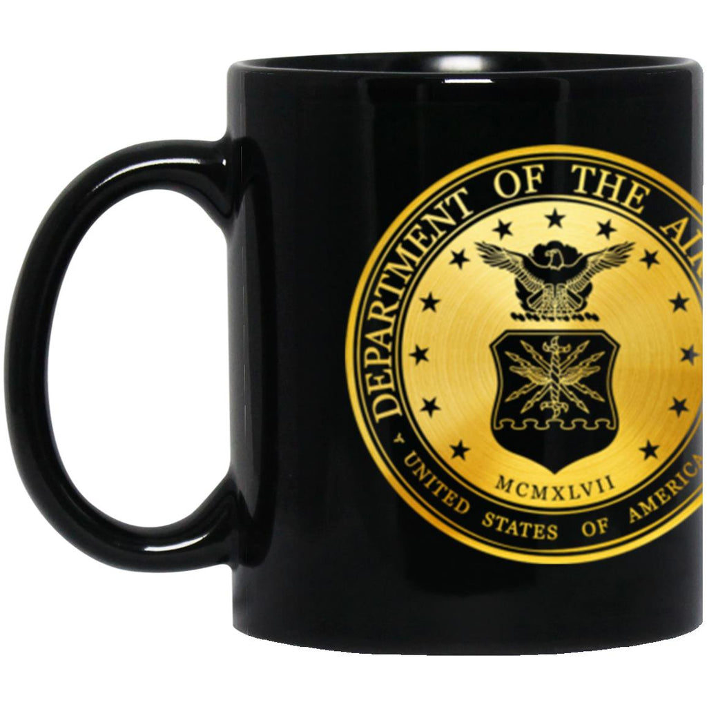 US Air Force Alaskan Air Command Metallic Gold Effect 11oz - 15oz Black Mug