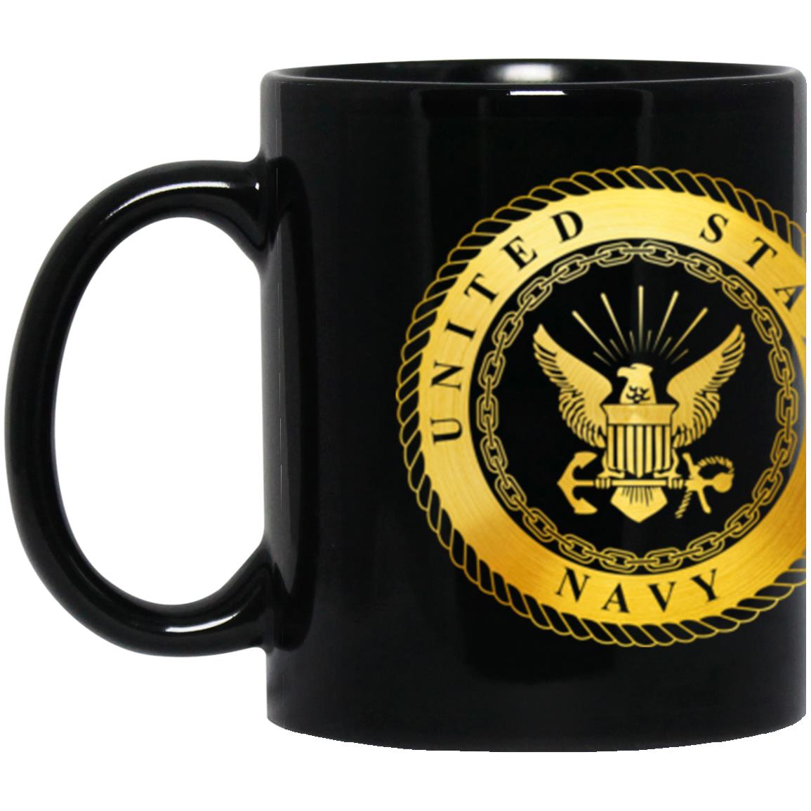 US Navy W-2 Chief Warrant Officer 2 W2 CW2 Metallic Gold Effect 11oz - 15oz Black Mug