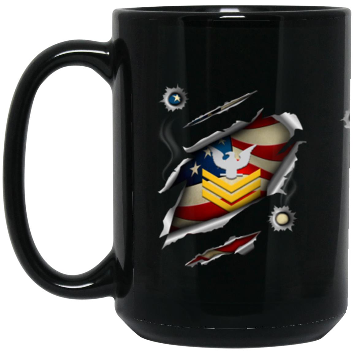 US Navy E-6 Petty Officer First Class E6 PO1 Gold Stripe Collar Device 11oz - 15oz Black Mug