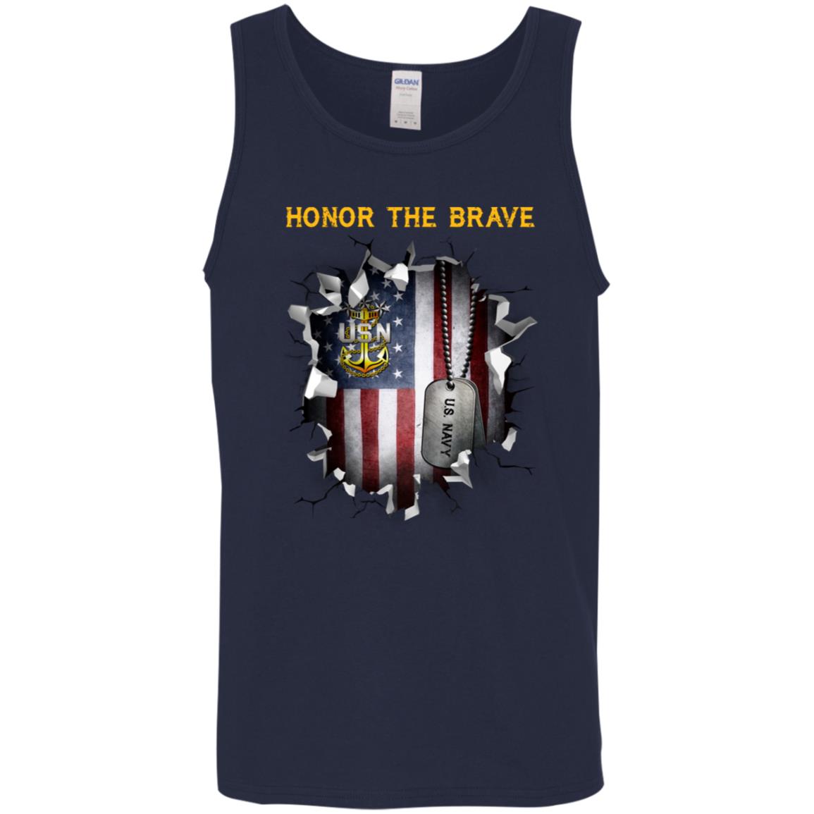 US Navy E-9 Master Chief Petty Officer Of The Navy E9 MCPON Senior Enlisted Advisor Collar Device - Honor The Brave Front Shirt