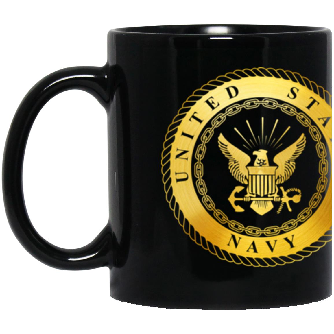 US Navy Naval Astronaut Flight Officer Metallic Gold Effect 11oz - 15oz Black Mug