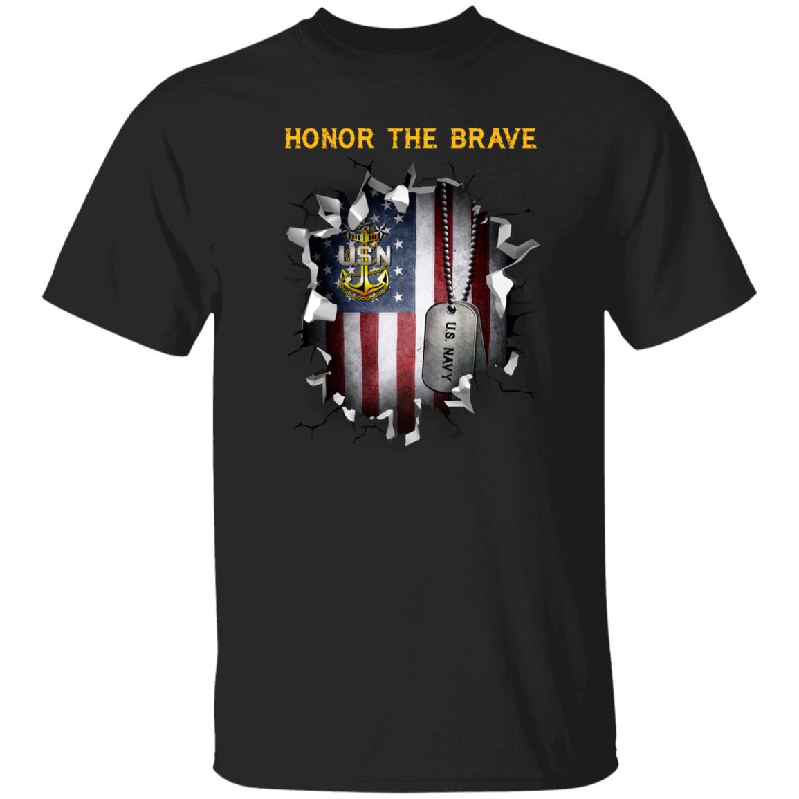 US Navy E-9 Master Chief Petty Officer Of The Navy E9 MCPON Senior Enlisted Advisor Collar Device - Honor The Brave Front Shirt