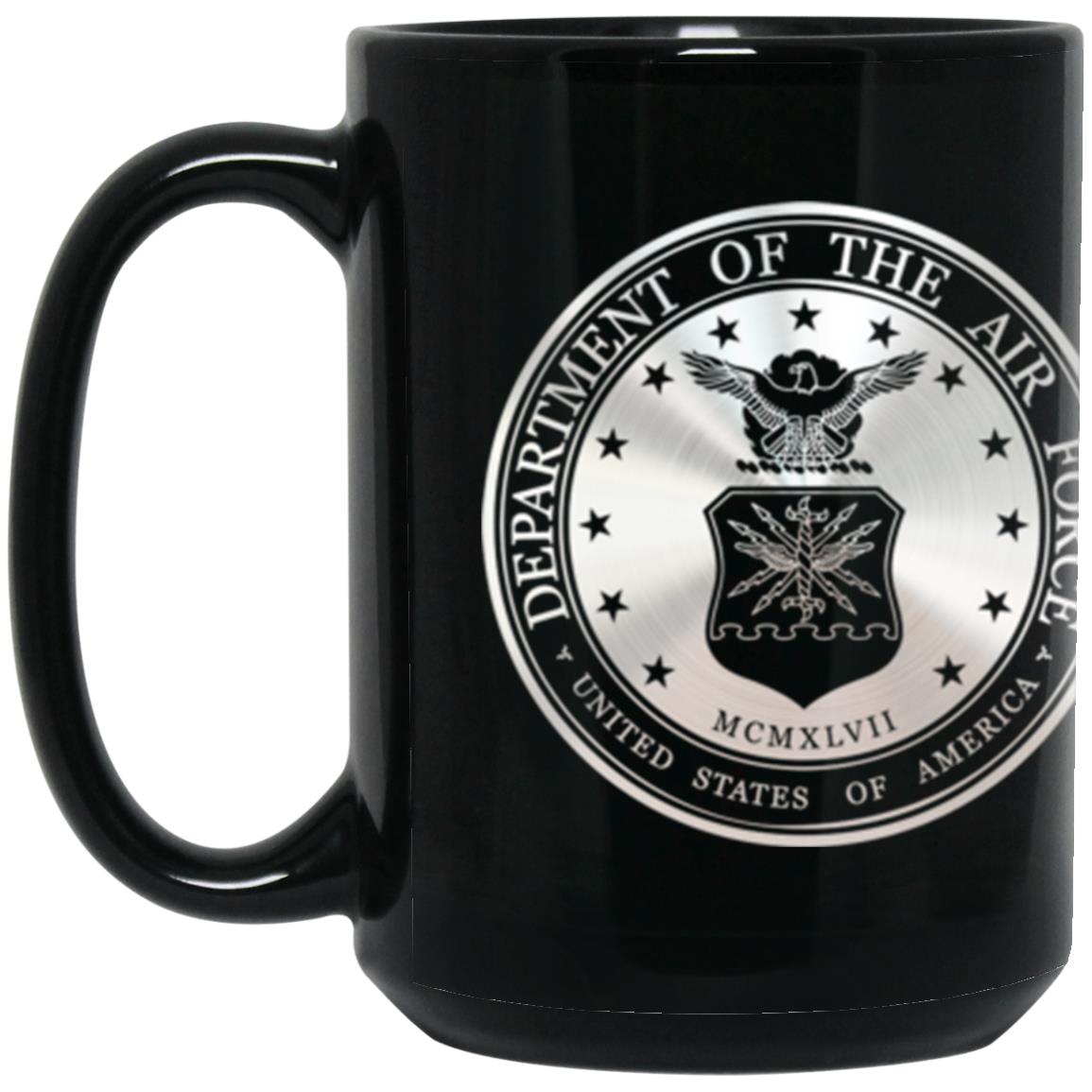 US Air Force O-6 Colonel Col Metallic Silver Effect 11oz - 15oz Black Mug