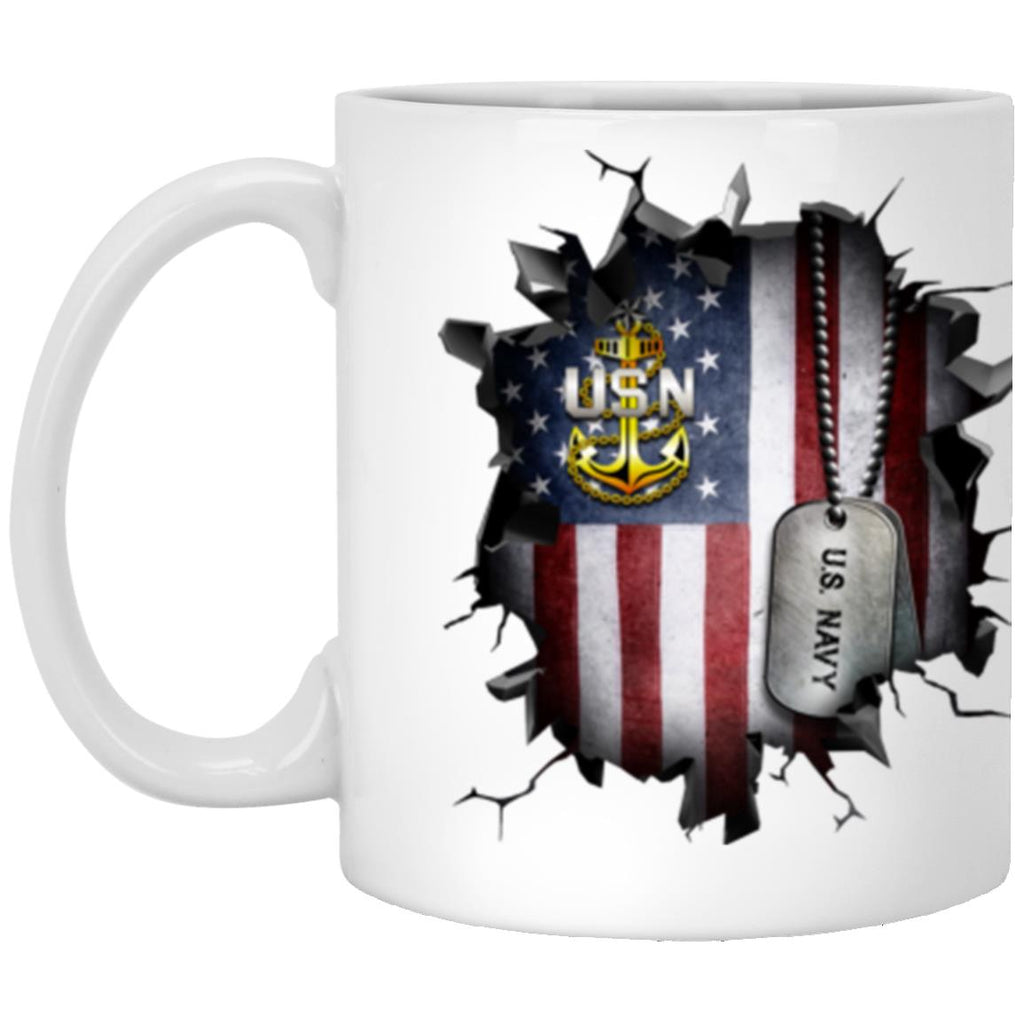 US Navy E-8 Senior Chief Petty Officer E8 SCPO Senior Noncommissioned Officer Collar Device 3D Break Effect Coffee Mug 11oz - 15oz White Mug