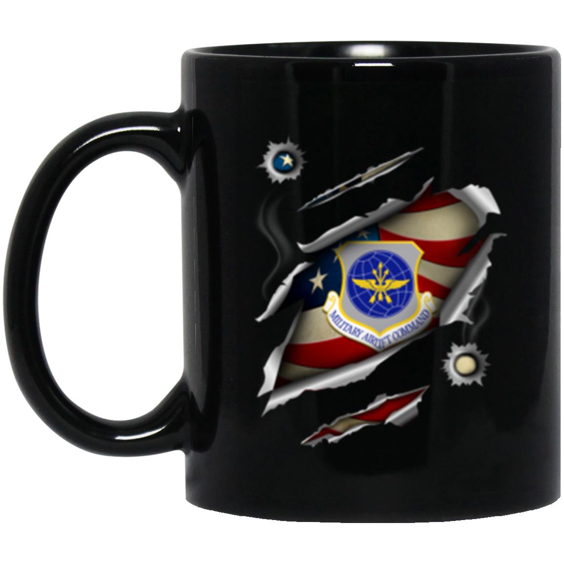 US Military Airlift Command 3D Bullet Holes Effect 11oz - 15oz Black Mug