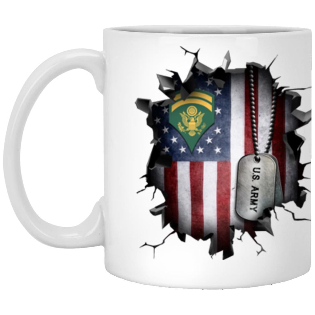 US Army E-6 SPC E6 Specialist Ranks 3D Break Effect 11oz - 15oz White Mug