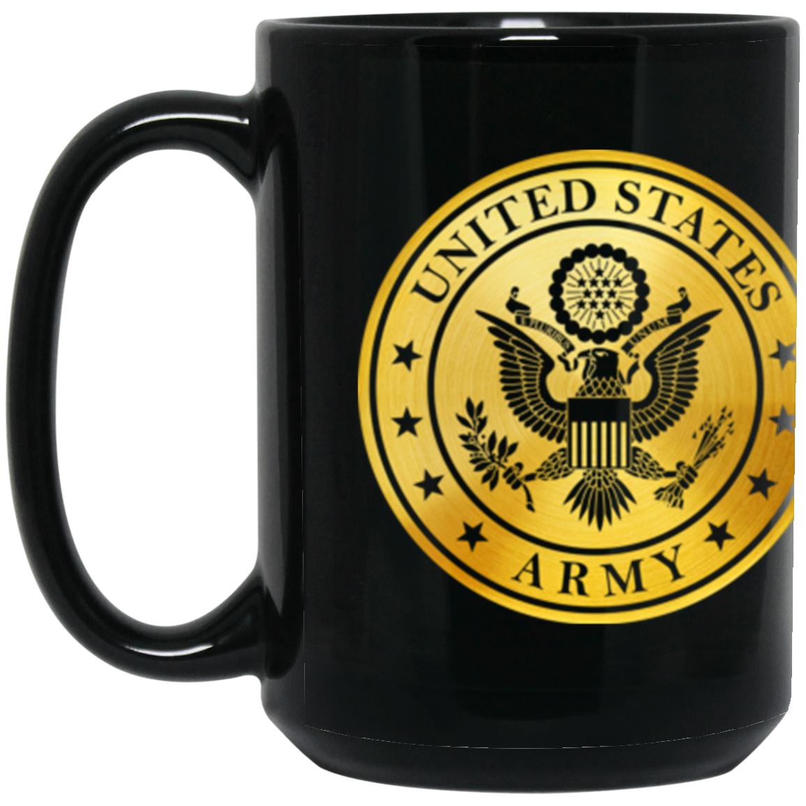 US Army O-1 Second Lieutenant O1 2LT Commissioned Officer Metallic Gold Effect 11oz - 15oz Black Mug