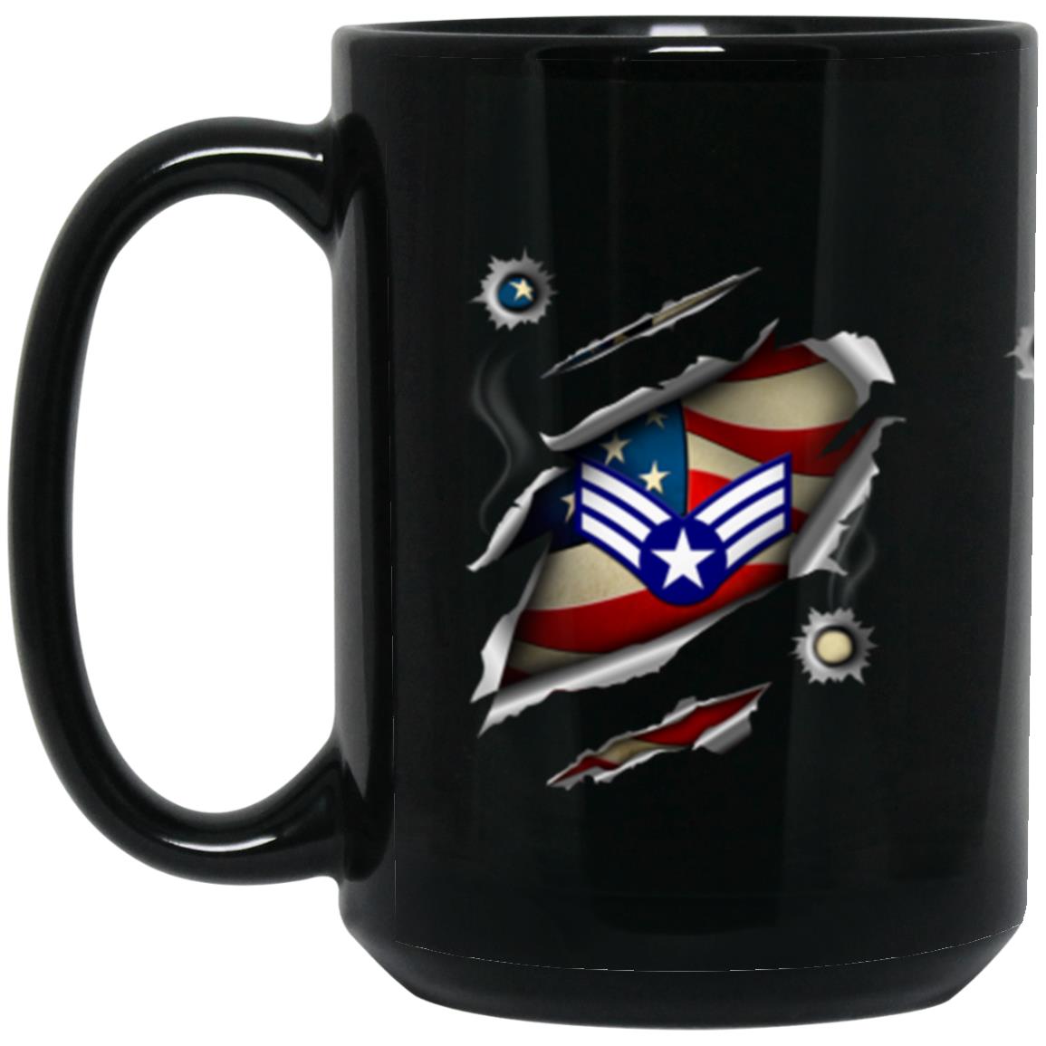 US Air Force E-4 Buck Sergeant 11oz - 15oz Black Mug