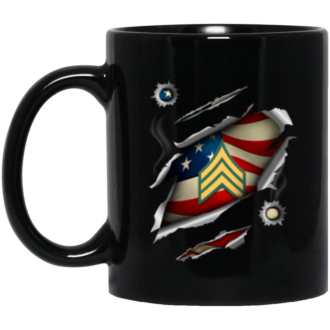 US Army E-5 Sergeant E5 SGT Noncommissioned Officer Ranks 11oz - 15oz Black Mug