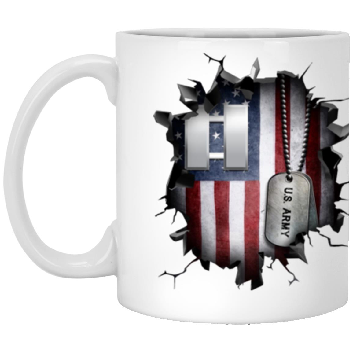 US Army O-3 Captain O3 CPT Commissioned Officer Ranks 3D Break Effect 11oz - 15oz White Mug