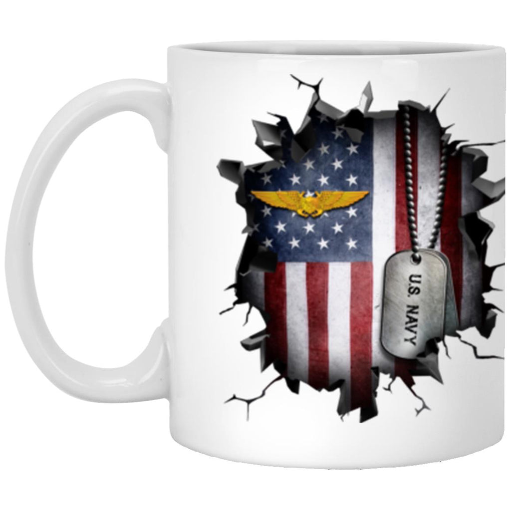 US Navy Naval Astronaut Flight Officer 3D Break Effect Coffee Mug 11oz - 15oz White Mug