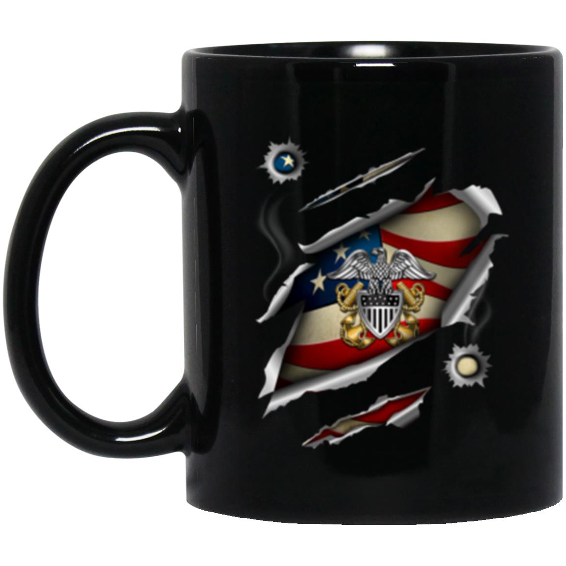 US Navy Officer Cap Device 11oz - 15oz Black Mug