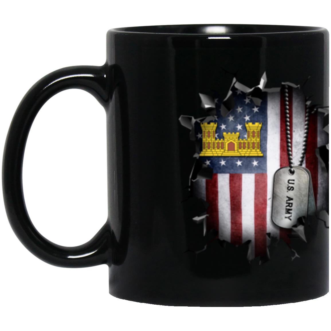 US Army Corps of Engineers 3D Break Effect 11oz - 15oz Black Mug