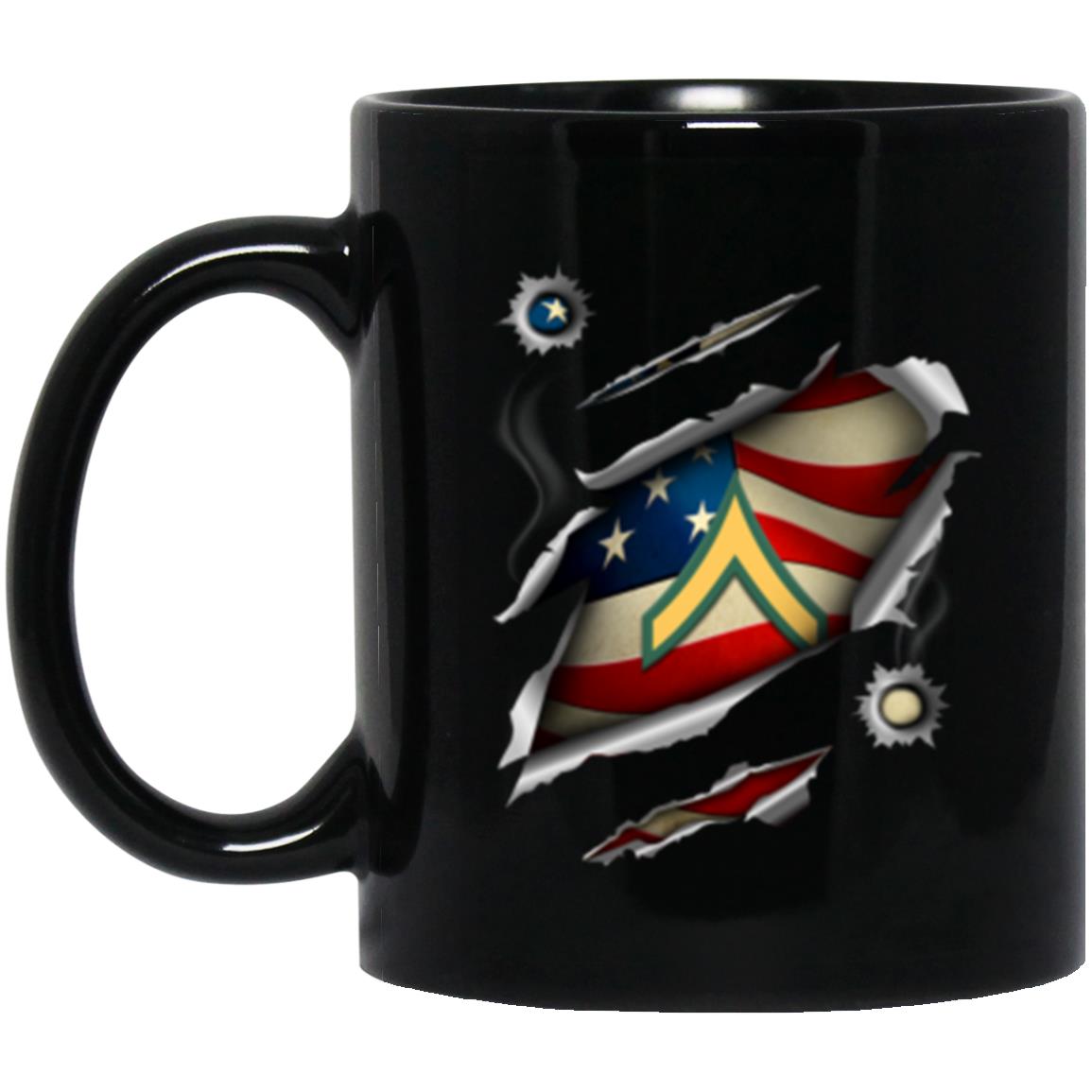 Army E-2 PV2 E2 Private Second Class Ranks 11oz - 15oz Black Mug