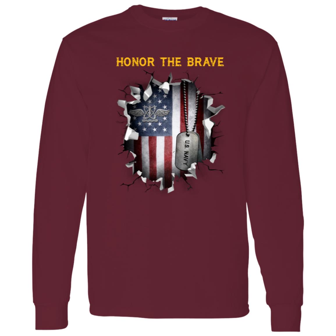 U.S Navy Naval aircrewman Navy AW - Honor The Brave Front Shirt