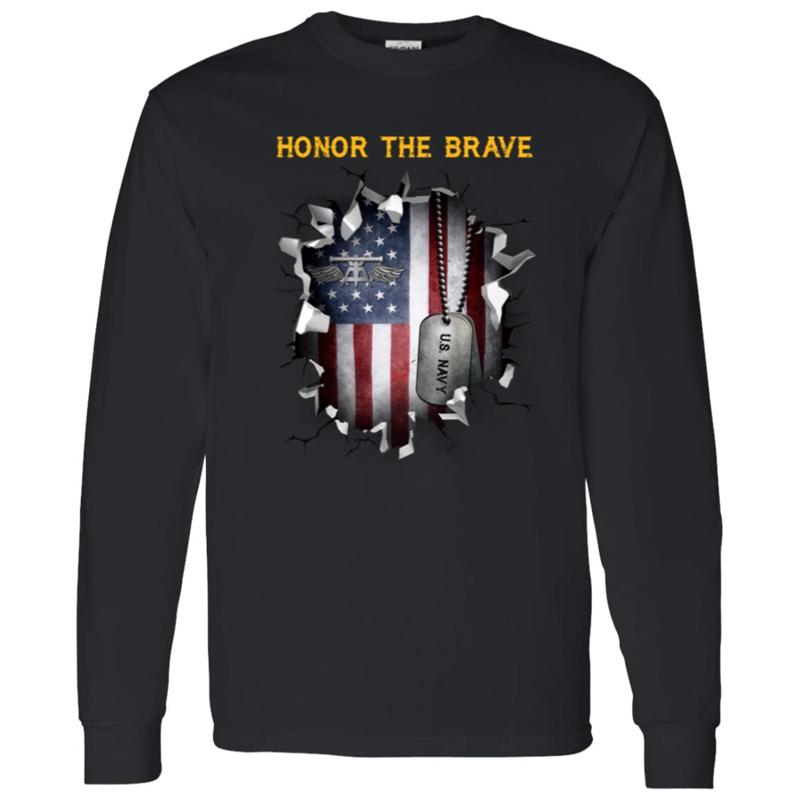 Navy Aviation Fire Control Tech Navy AQ - Honor The Brave Front Shirt