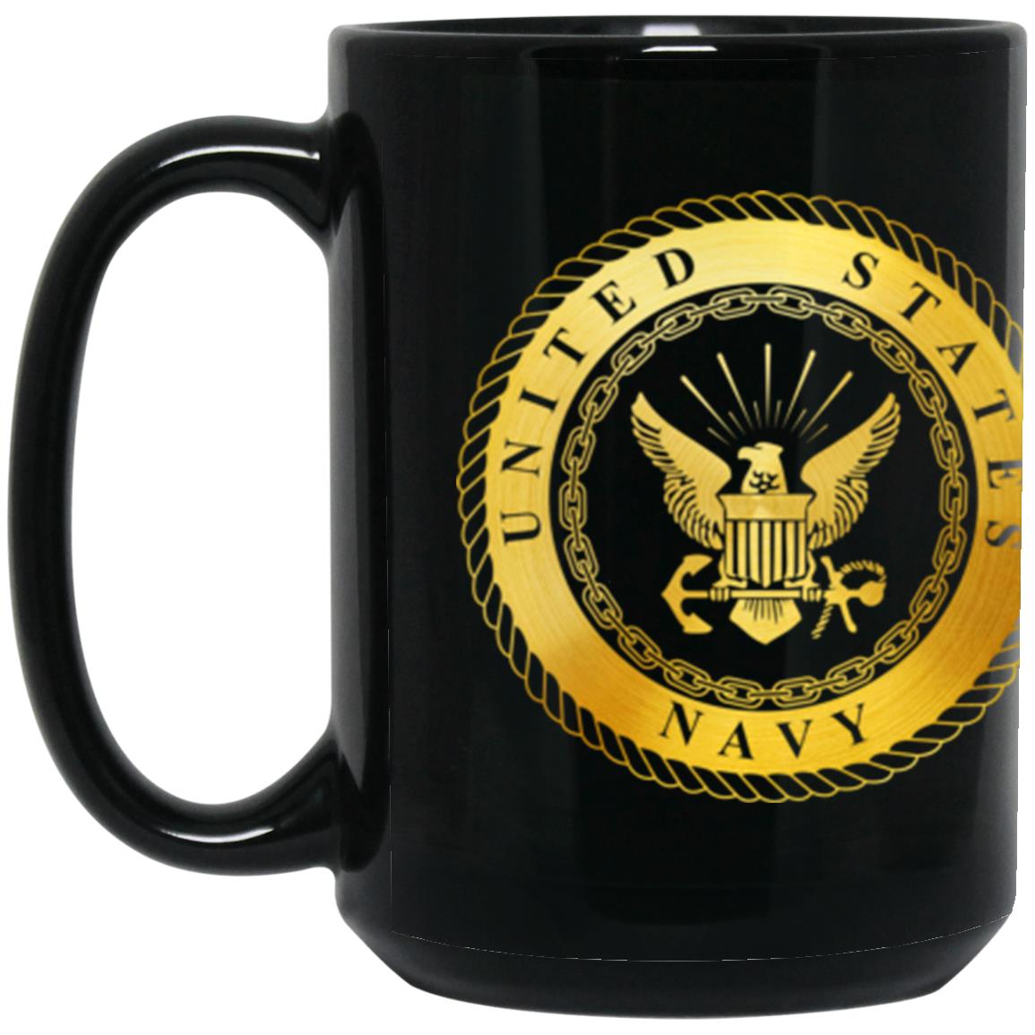 US Navy E-4 Metallic Gold Effect 11oz - 15oz Black Mug