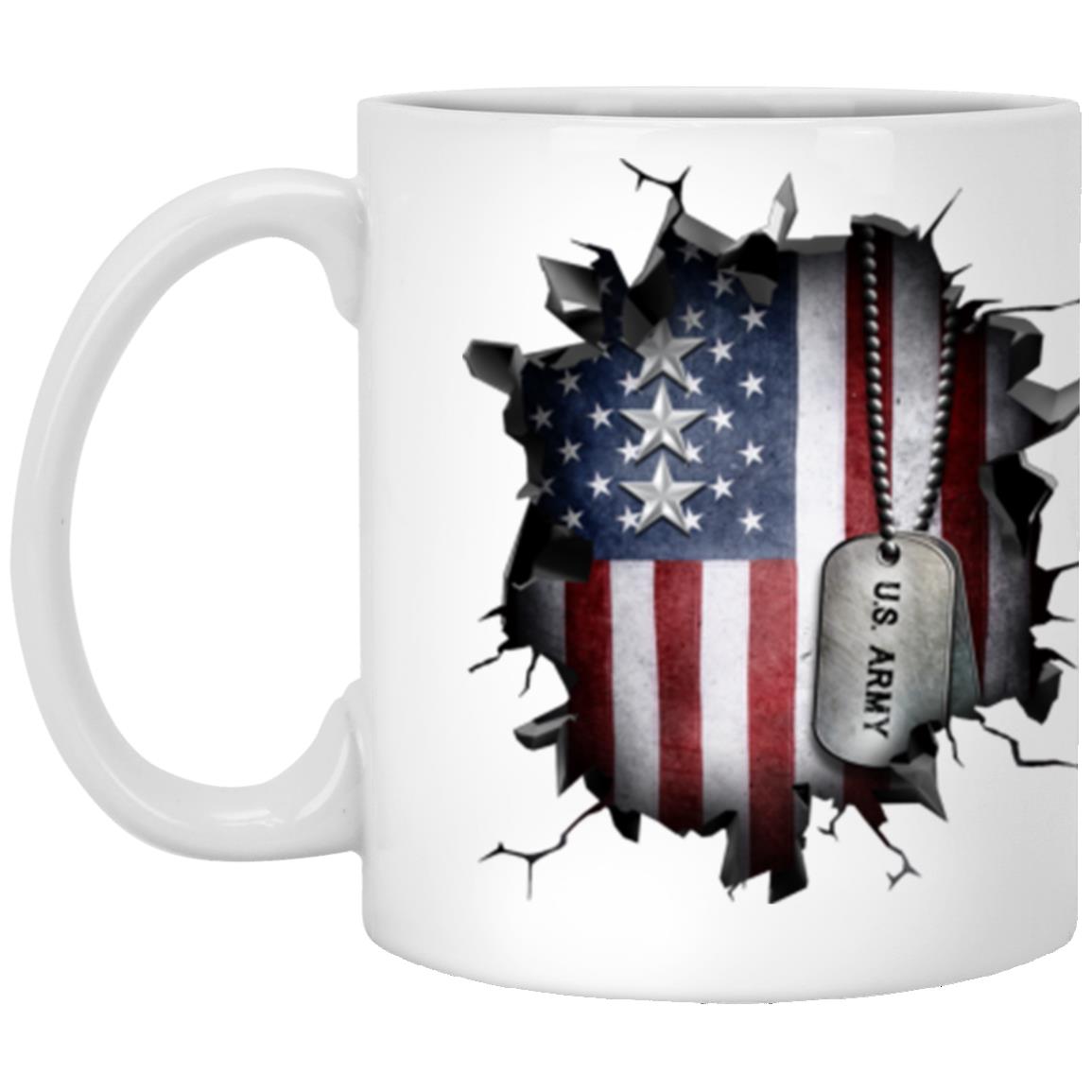 US Army O-9 Lieutenant General O9 LTG General Officer Ranks 3D Break Effect 11oz - 15oz White Mug