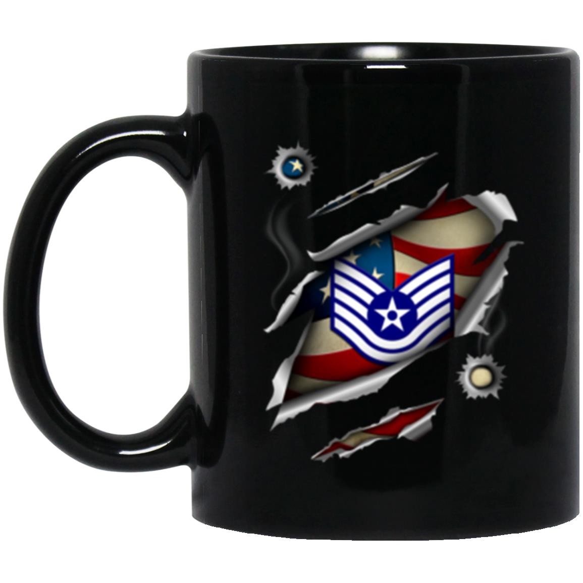 US Air Force E-6 Technical Sergeant TSgt E6 Noncommissioned Officer Ranks AF Rank 11oz - 15oz Black Mug