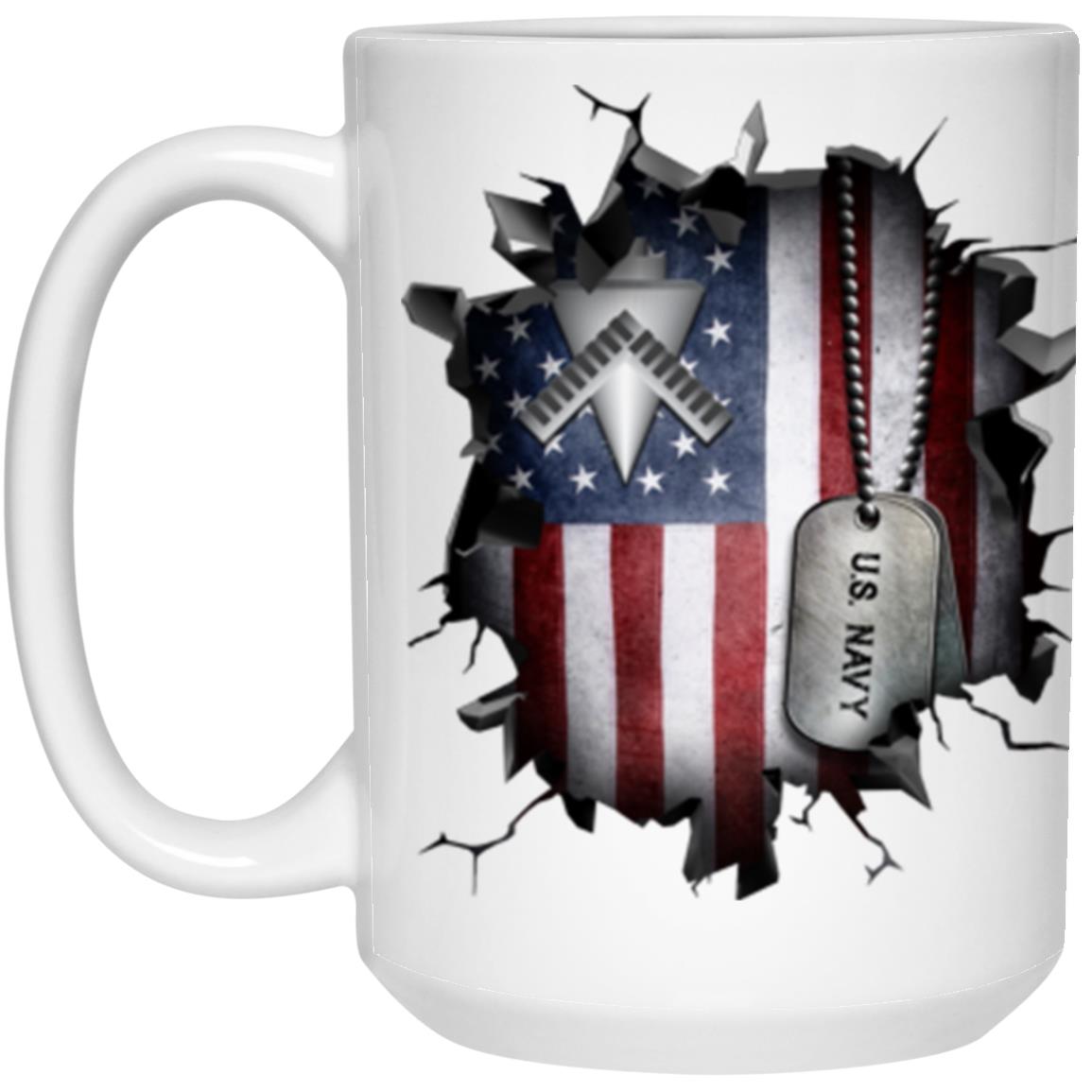 US Navy Builder Navy BU3D Break Effect 11oz - 15oz White Mug