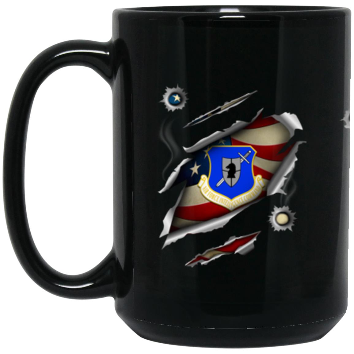 US Air Force Intelligence Command 3D Bullet Holes Effect 11oz - 15oz Black Mug