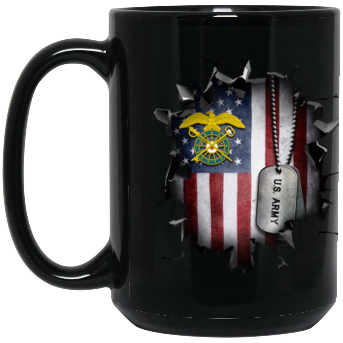 US Army Quartermaster Corps 3D Break Effect 11oz - 15oz Black Mug