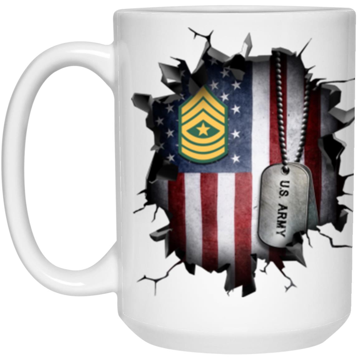 US Army E-9 Sergeant Major E9 SGM Noncommissioned Officer Ranks 3D Break Effect 11oz - 15oz White Mug