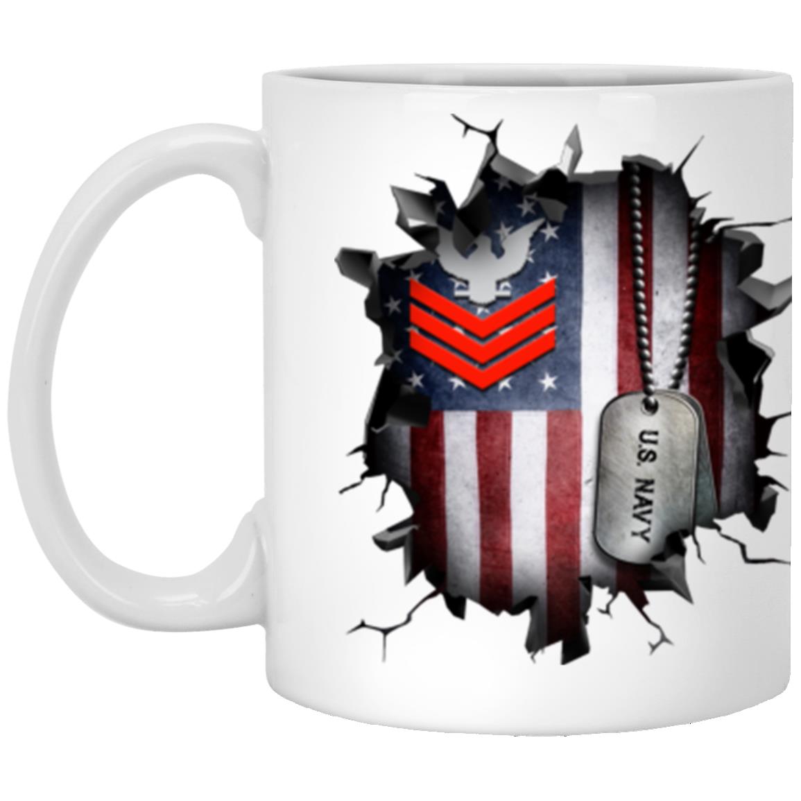 US Navy E-6 Petty Officer First Class E6 PO1 Collar Device 3D Break Effect Coffee Mug 11oz - 15oz White Mug