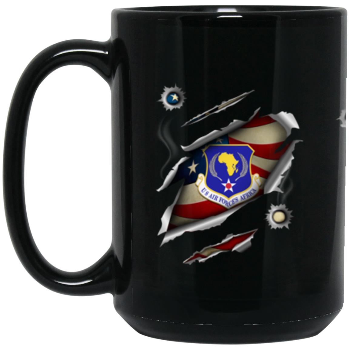 United States Air Forces Africa 3D Bullet Holes Effect 11oz - 15oz Black Mug