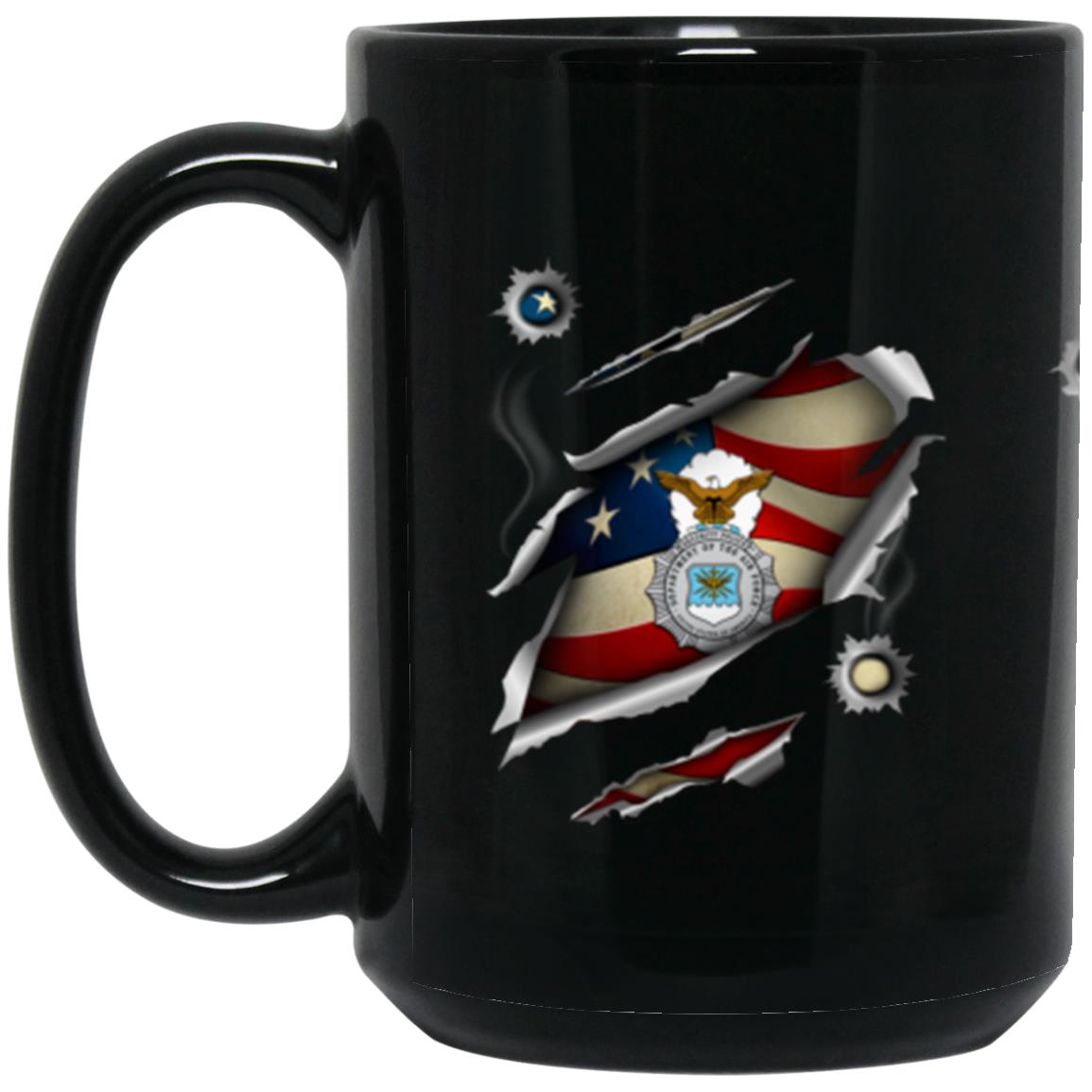 US Security Police 3D Bullet Holes Effect 11oz - 15oz Black Mug