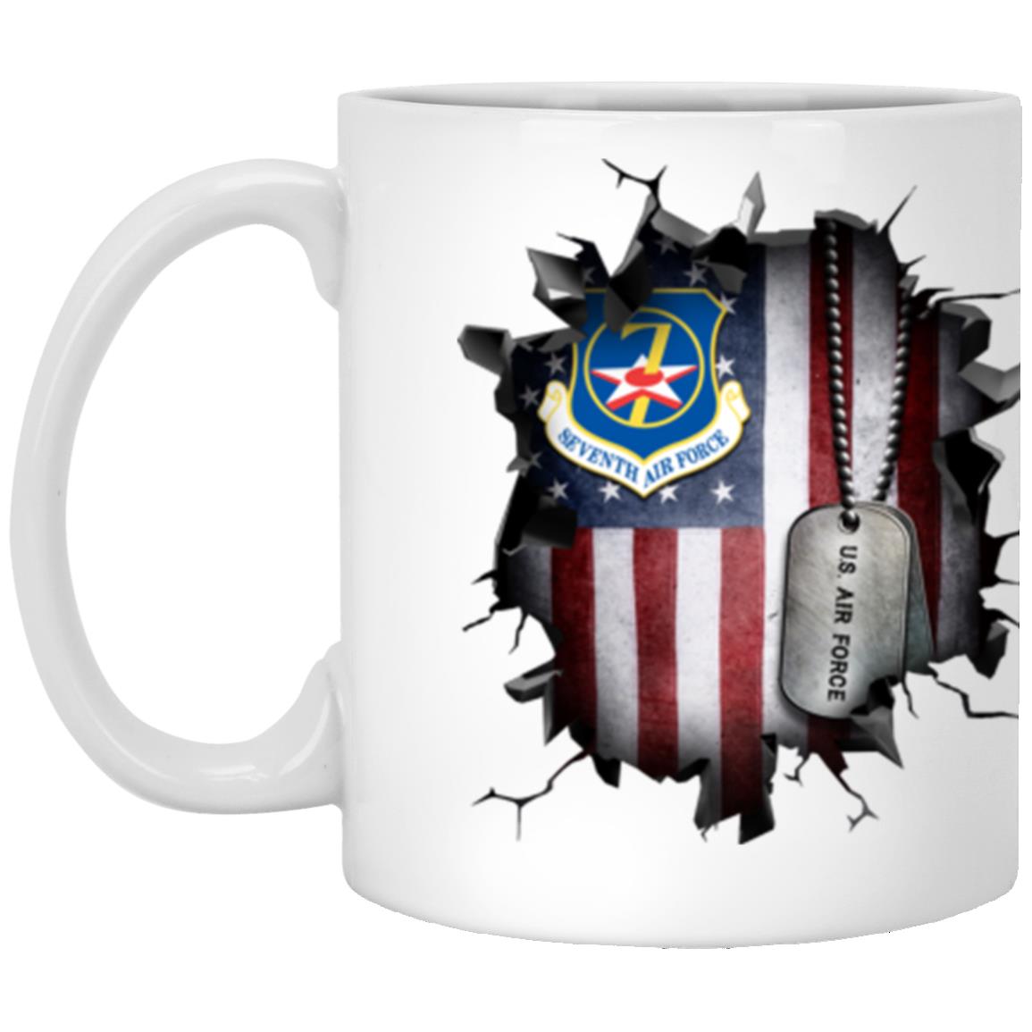 US Air Force Seventh Air Force 3D Break Effect Coffee Mug 11oz - 15oz White Mug