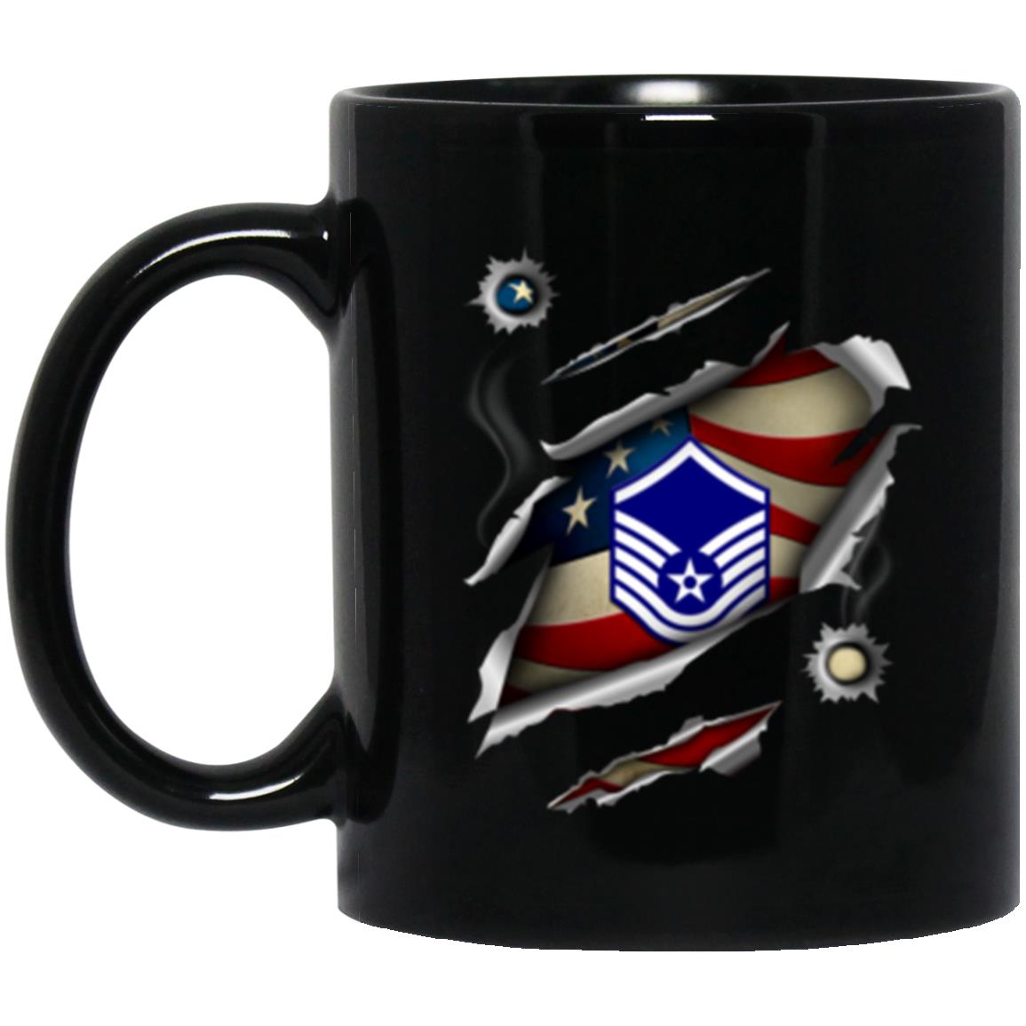 US Air Force E-7 Master Sergeant MSgt E7 Noncommissioned Officer Ranks AF Rank 11oz - 15oz Black Mug