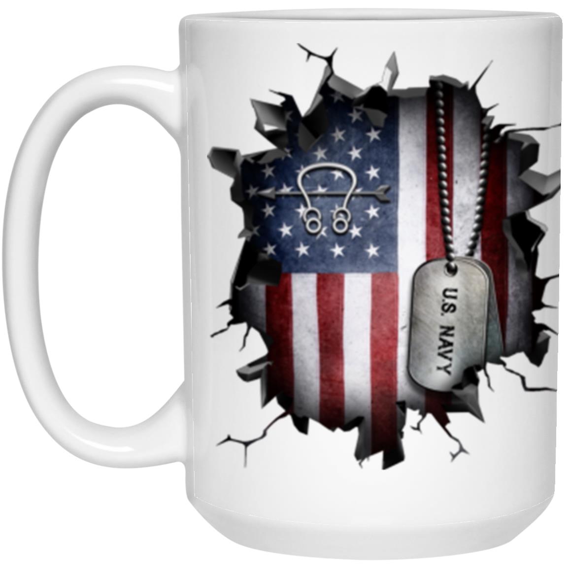 US Navy Sonar Technician Navy ST 3D Break Effect 11oz - 15oz White Mug