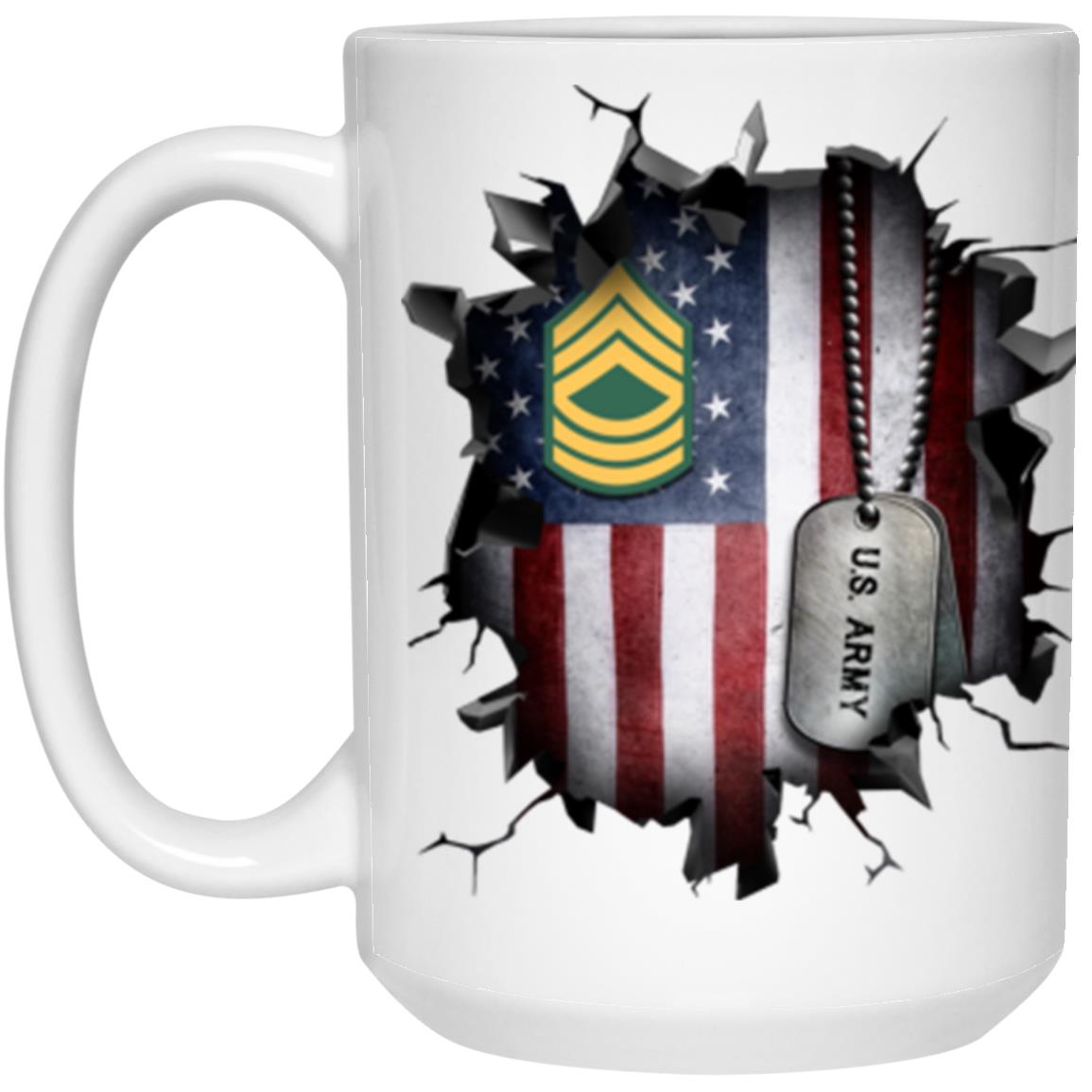 US Army E-8 Master Sergeant E8 MSG Noncommissioned Officer Ranks 3D Break Effect 11oz - 15oz White Mug