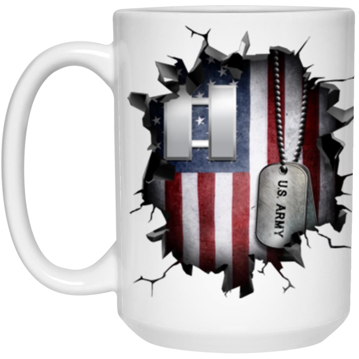 US Army O-3 Captain O3 CPT Commissioned Officer Ranks 3D Break Effect 11oz - 15oz White Mug