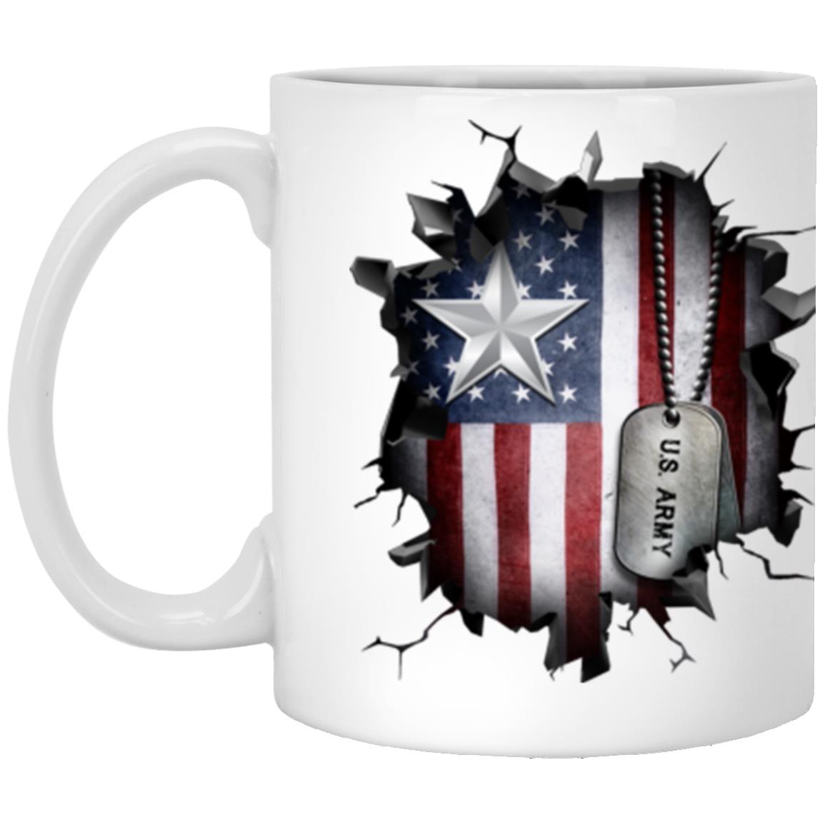 US Army O-7 Brigadier General O7 BG General Officer Ranks 3D Break Effect 11oz - 15oz White Mug