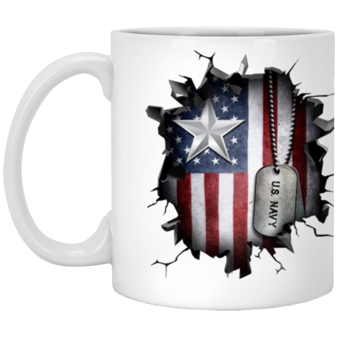 US Navy O-7 Rear Admiral Lower Half O7 RDML Flag Officer 3D Break Effect Coffee Mug 11oz - 15oz White Mug