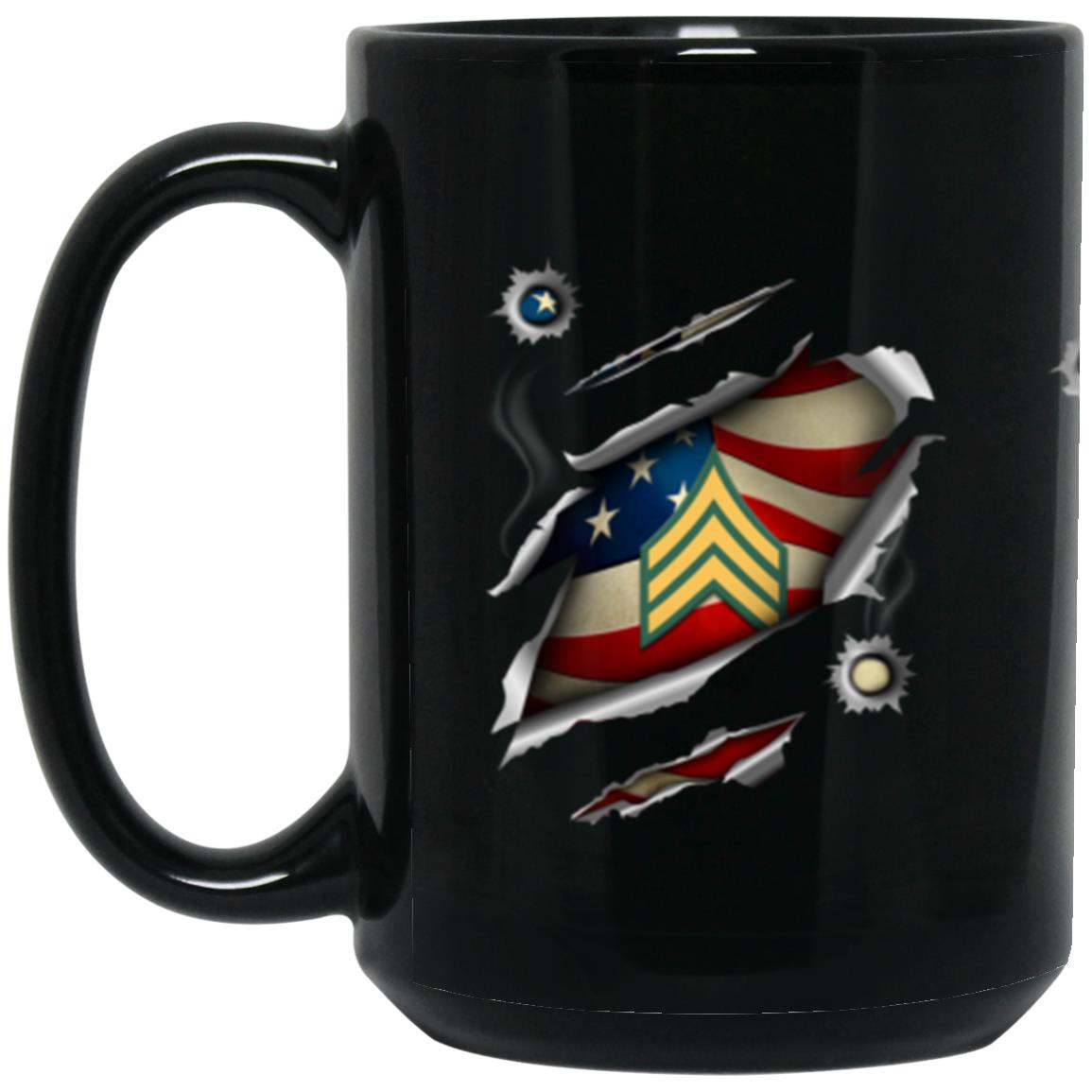 US Army E-5 Sergeant E5 SGT Noncommissioned Officer Ranks 11oz - 15oz Black Mug